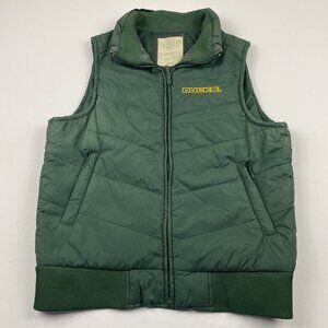 Oregon Ducks Puffer Vest Men’s M Green Full Zip Sleeveless Zip Pockets